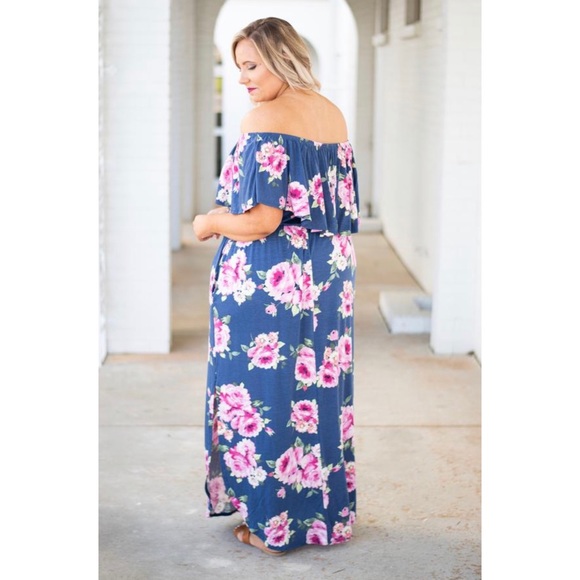 Off the Shoulder Floral Maxi Dress Size 2X (18-20) - Picture 2 of 3